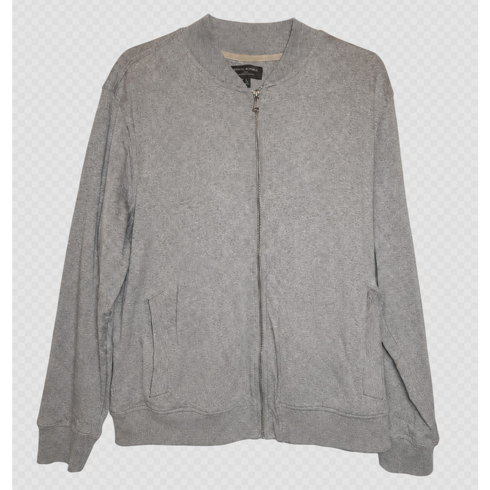Banana Republic Luxe Touch Bomber Jacket XL Gray Full Zip Cotton Mens Coat